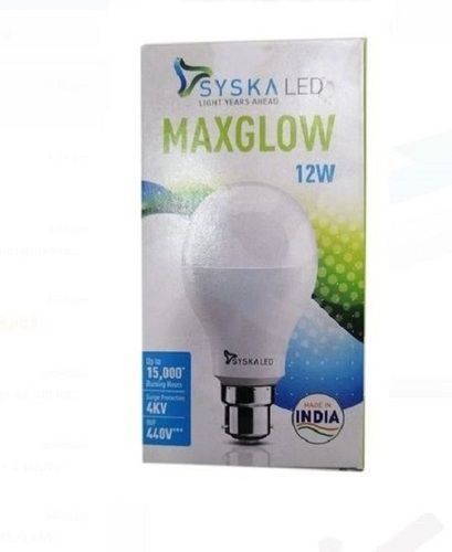 12 Watt Polycarbonated Round Cool And Daylight White Skyka Max Glow Led Bulbs Body Material: Ceramic