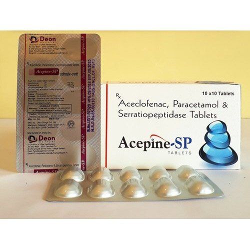 Aceclofenac, Paracetamol & Serratiopeptidase Tablets, 10x10 Tablets