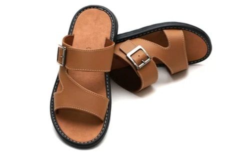 Daily Wear Light Weight Slip Resistance Flip-flop Plain Leather Slippers For Men