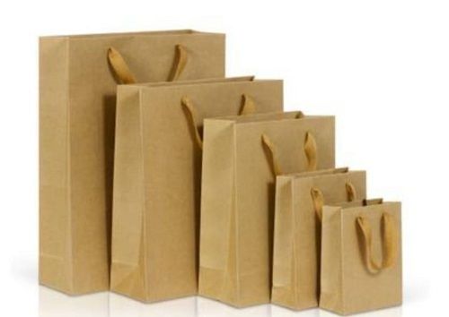 Brown Eco-Friendly Lightweight Recyclable With Patch Handle Paper Bags