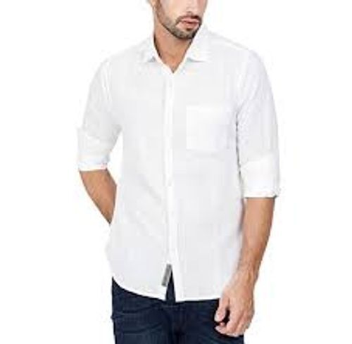 Fit And Comfortable Trendy Full Sleeves White Mens Shirt For Formal Wear Collar Style: Straight