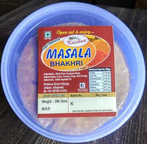 Ready Eat 100% Natural And Vegetarian Masala Bhakri, 200G Pack Grade: Food