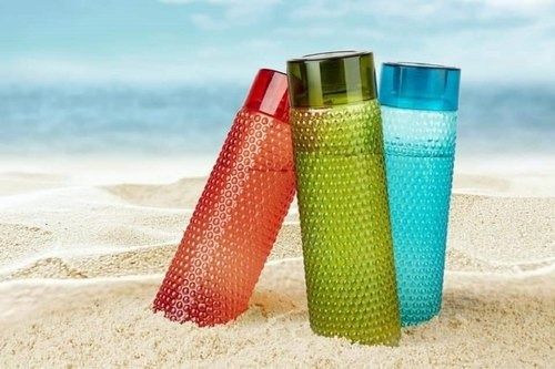 Pack Of 3 Set Multicolor Round Shape Drinking Water Bubble Pattern Plastic Bottle Diameter: 2.5 Inch (In)