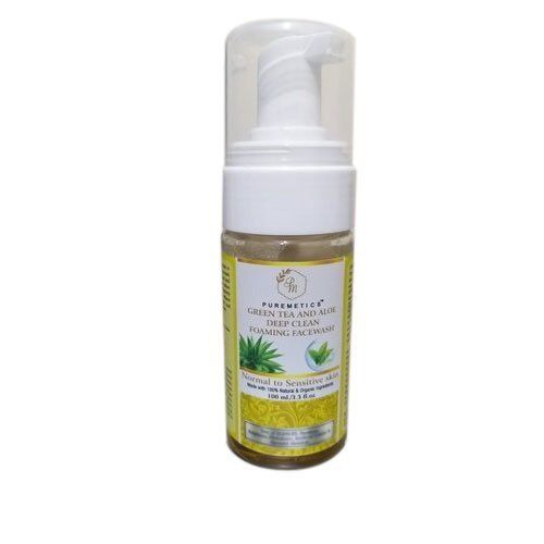 Green Tea And Aloevera Liquid Form Purematics Deep Clean Foaming Face Wash Recommended For: Natural To Sensitive Skin