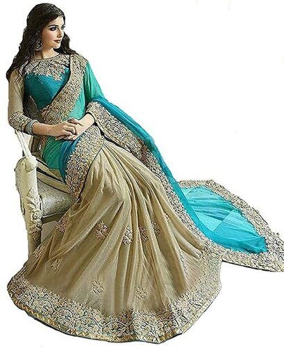 Multi Color Breathable And Designer Heavy Work Saree For Party Wear 