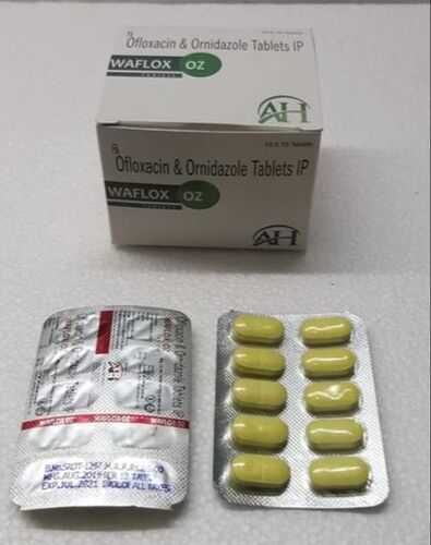 Green Ofloxacin & Ornidazole Tablets Ip, 10X10 Tablets