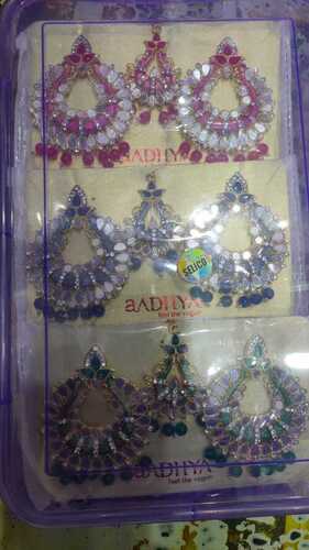 महिलाओं के लिए पिंक (गुलाबी), नीले और हरे रंग की पार्टी वियर डिज़ाइनर फैंसी इयररिंग, लिंग: महिलाएं