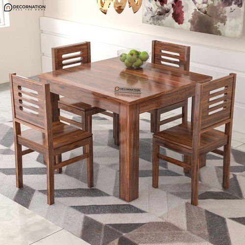 Termite Resistant Brown Color Stylish 5 Seater Rectangular Fancy Dining Table Set