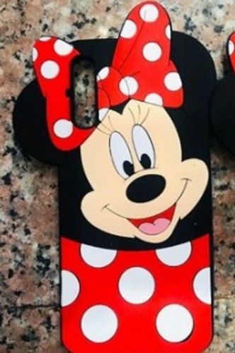 Rectangular 2 Mm Thick Lightweight Plastic Mobile Cover - 3D Girlish Mickey Mouse Design, Red and Black Color, Comfortable Grip, Easy Access Ports