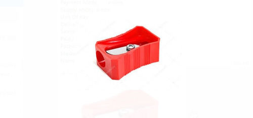 Red Color Rectangle Shaped Plastic Material Pencil Sharpener