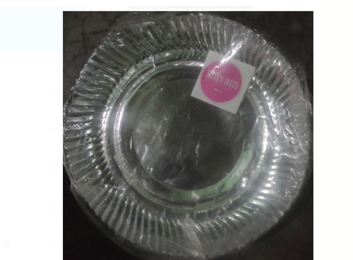 Light Weight Eco Friendly Silver Disposable Paper Round Shape Plate Used For Party And Birthday 