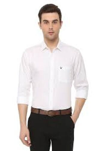 Full Sleeves Plain Cotton Formal White Shirt Collar Style: Straight