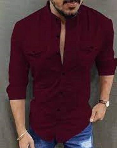 Men Summer Wear Full Sleeves Fashionable Plain Cotton Casual Shirts