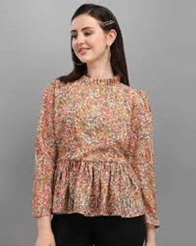 Skirts Women Breathable And Comfortable 3/4 Sleeves Collar Neck Printed Top