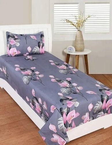 Stylish Floral Pillow Cover And Printed Single Bedsheet