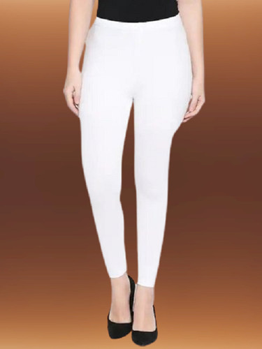 White Color Comfortable Breathable And Stretchable Cotton Lycra Ladies Leggings Bust Size: 34 Inch (In)