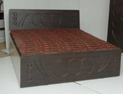 Easy To Clean Designer Wooden Bed For Living Room Usage In Dark Brown Color