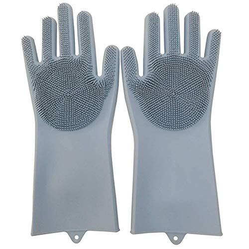 Grey Max Home Magic Silicone Cleaning Hand Gloves For Kitchen Dishwashing And Pet Grooming, Washing Dish, Car, Bathroom