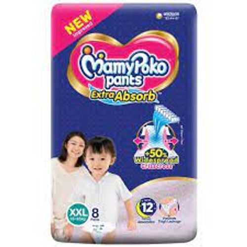 White Provide Comfort And Care Breathable Cloth Mamypoko Panta Diapers, Pack Of 8