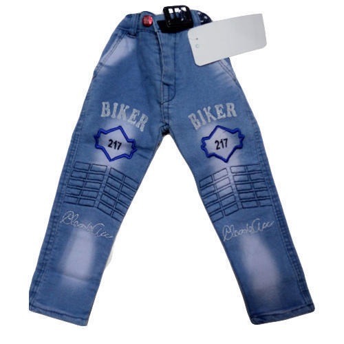 Children Casual Wear Comfortable And Breathable Full Length Blue Printed Jeans Age Group: 5-6 Years