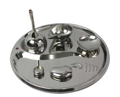 Elegant Design Long Lasting Beautiful Daily Rituals Stainless Steel Pooja Thali