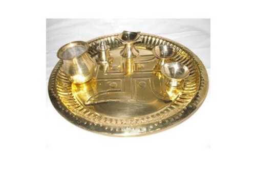 Brown Light Weight Easy To Clean Long Lasting Durable Beautiful Brass Pooja Thali