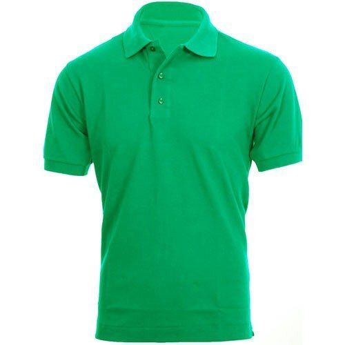 Breathable Casual Wear Green Plain Half Sleeve Collar Neck Skin Friendly Cotton Polo T Shirts For Men 