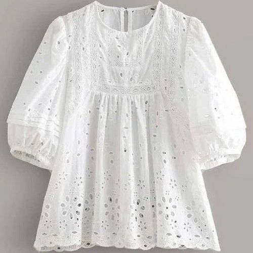 Comfortable And Washable Casual Wear Round Neck White Western Ladies Top  Length: 25 To 30 Inch (In)