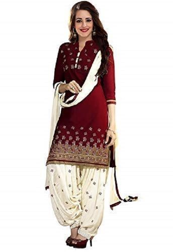 Indian Lightweight Comfortable Stylish Traditional Elegant Look Maroon And White Salwar Suit 