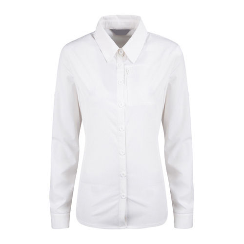 Plain White Collar Neck Full Sleeve Simple And Stylish Look Cotton Formal Shirt For Ladies Collar Style: Straight