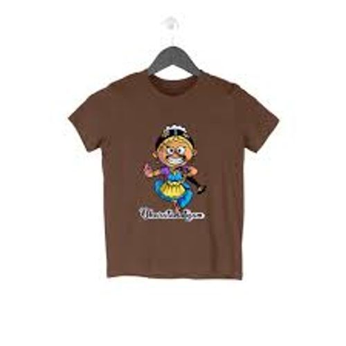 Round Neckline Short Sleeve Comfortable And Easy To Wear Boys Fancy Brown T Shirts