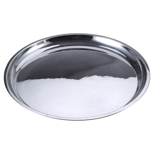 Silver Round Shaped Mirror Polished Finished Stainless Steel Serving Plate Size: 10 Inch