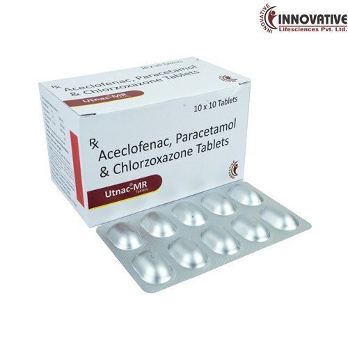 Utnac-Mr Aceclofenac, Paracetamol And Chlorzoxazone Tablet, 10X10 Tablet Pack  Medicine Raw Materials