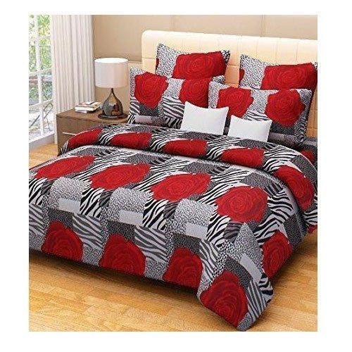 Designer Durable Soft Smooth Comfortable Red And Grey Bed Sheet