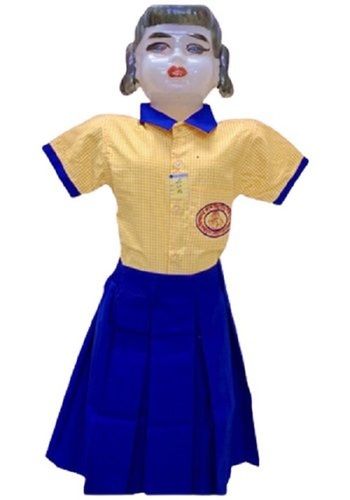 Girls Short Sleeves Comfortable Breathable White And Navy School Uniform Collar Style: Classic