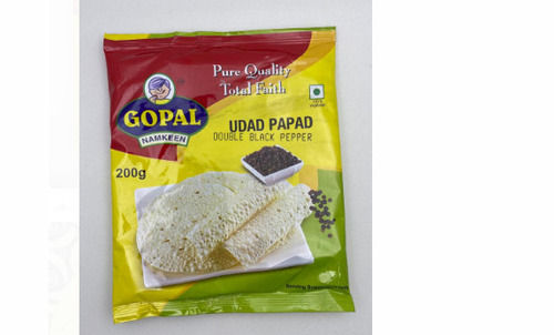 Pack Of 200 Gram Round Shape Crunchy And Salty Taste Yellow Udad Papad 