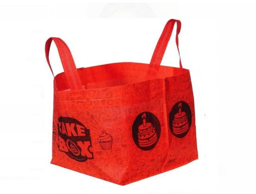 Red Color Non Woven Material Flexi Loop Handle Printed Shopping Carry Bag Handle Length: 4 Inch Inch (In)