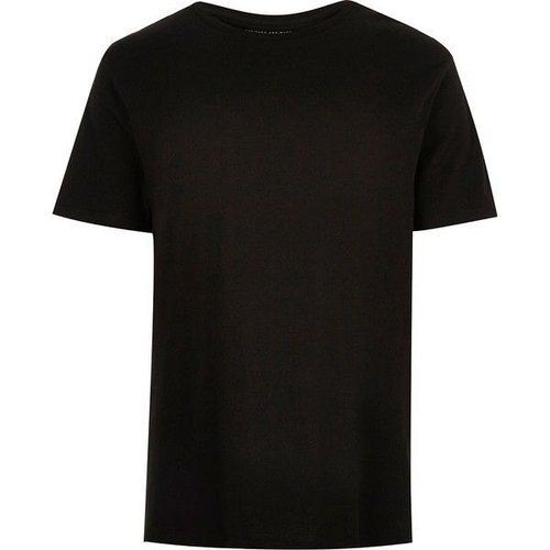 Black Plain Breathable Skin Friendly Wrinkle Free Round Neck Half Sleeve Cotton T Shirts For Men Gender: Male