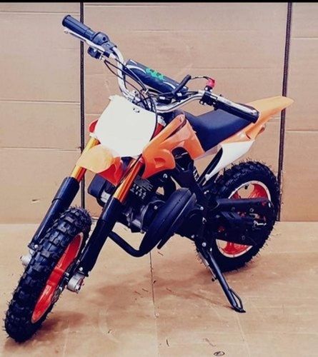 Two Wheeler 50Cc Foot Pedal Acceleration Mode Black And Orange Mahindra Modified Bike