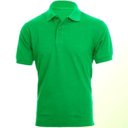 Breathable Skin Friendly Wrinkle Free Half Sleeve Collar Neck Green Cotton T Shirts For Men Gender: Male