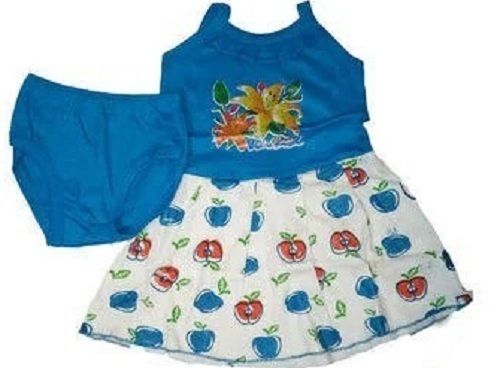 Comfortable Blue And White Casual Wear Sleeveless Cotton Printed Baby Girl Frock