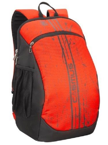 Kids Long Durable Soft And Lightweight Black Orange Plain School Bag Size: 12-20 Inch