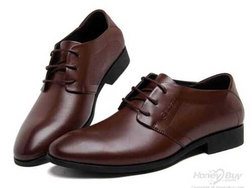 Brown Men Light Wight Comfortable Easy To Wear Slip Resistance Plain Leather Formal Shoes