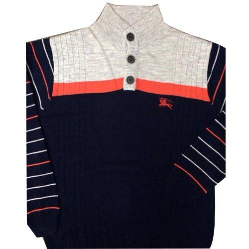 Mens Multicolor Striped Full Sleeves Woolen Sweater