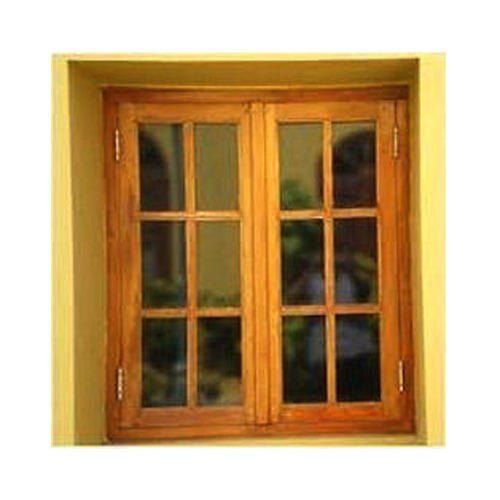 Strong Termite Resistant Simple Sleek Durable Solid Brown Wooden Windows