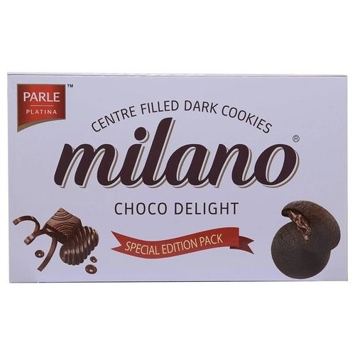 Tasty And Delicious Parle Platina Centre Filled Choco Delight Milano Dark Cookies