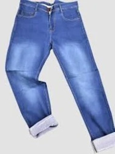 सांस लेने योग्य कमर का साइज़ 30 फिट और आरामदायक स्ट्रेट पैटर्न वाली नीली प्लेन जींस पुरुषों के लिए