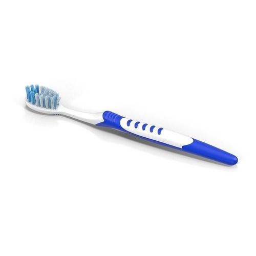 6 Inch Length White And Blue Flexible Designer Plastic Solid Toothbrush