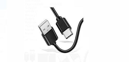 Black Rubber Body 2 Ampere Current Mobile Type C Data Cable - 1 Meter Length Quick Charging & Efficient Data Syncing Solution