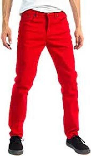 Dark Red Color Cotton Jeans